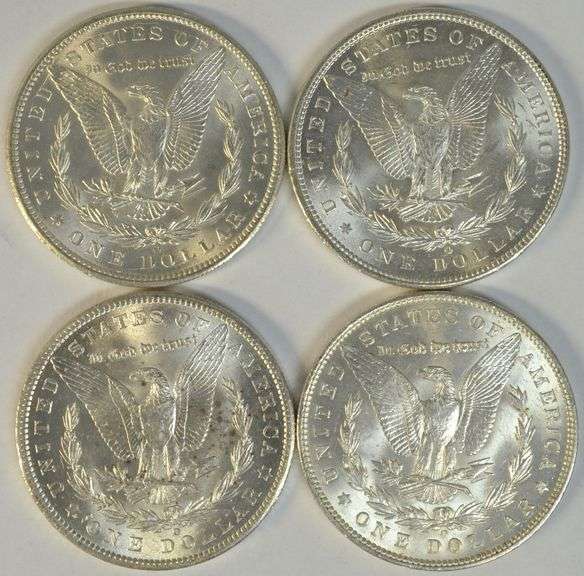 4 Diff Very Choice BU 'O' Mint Morgan Silver Dollars 1899 to 1904