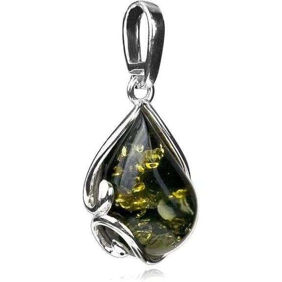 Green Baltic Amber 925 Sterling Silver