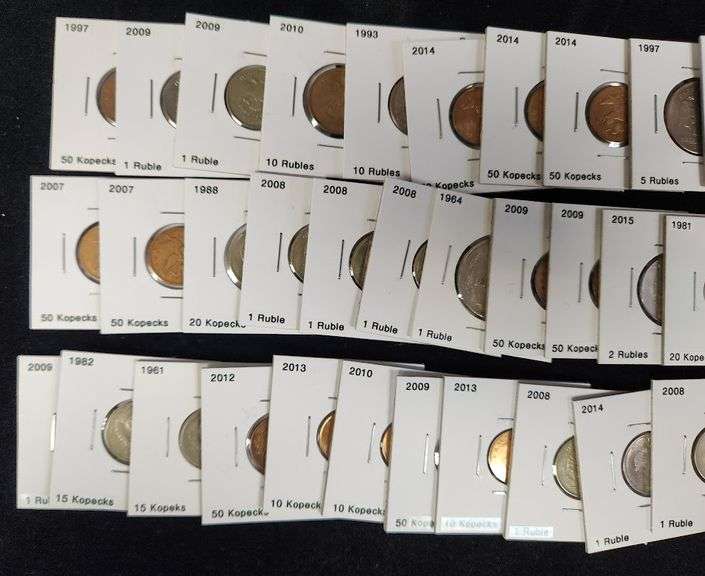 Lot of 50 Russian Coin In Cardboard Holders