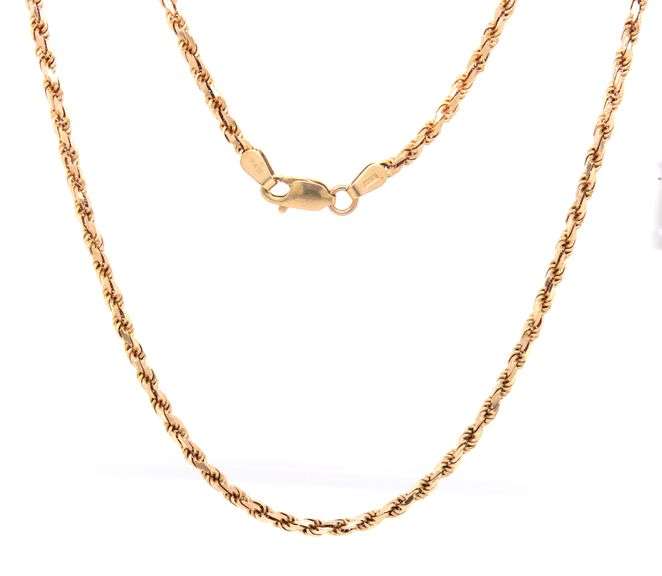 Popular 10K Yellow Gold Diamond Cut Rope Necklace