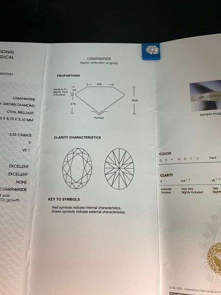 CERTIFIED 3.53 CARAT LAB GROWN DIAMOND