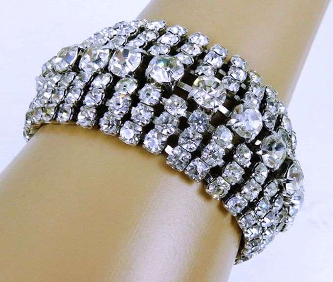 Stunning Vintage Wide Rhinestone Bracelet
