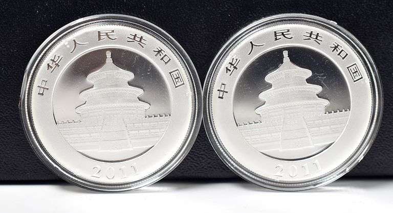 (2) 2011 1 Oz. Silver Pandas