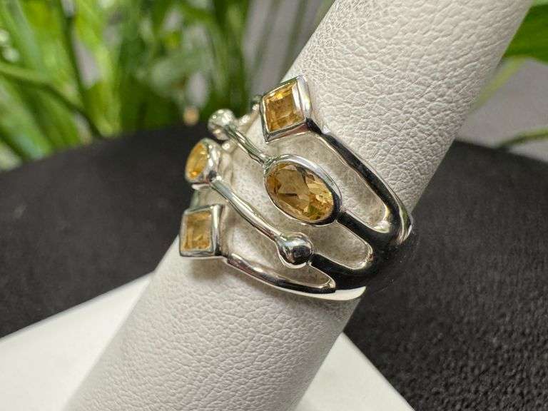 Sterling Silver Natural Citrine Gemstone Ring Size 6