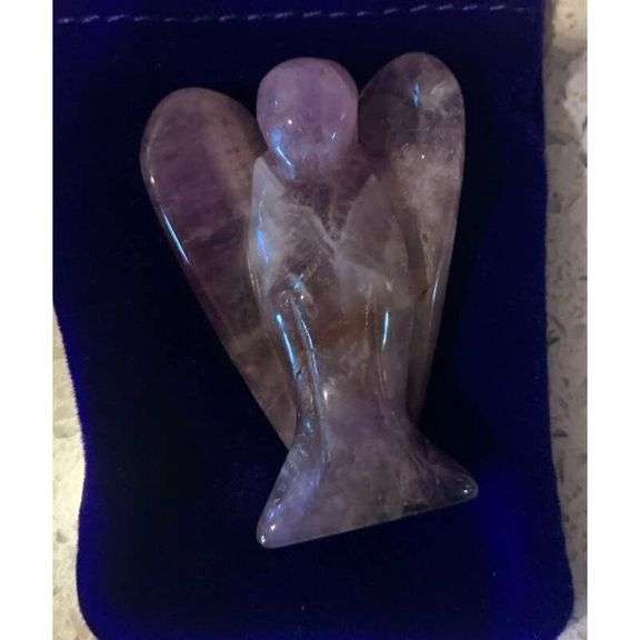 3-Inch Hand-Carved Amethyst Angel Figurine