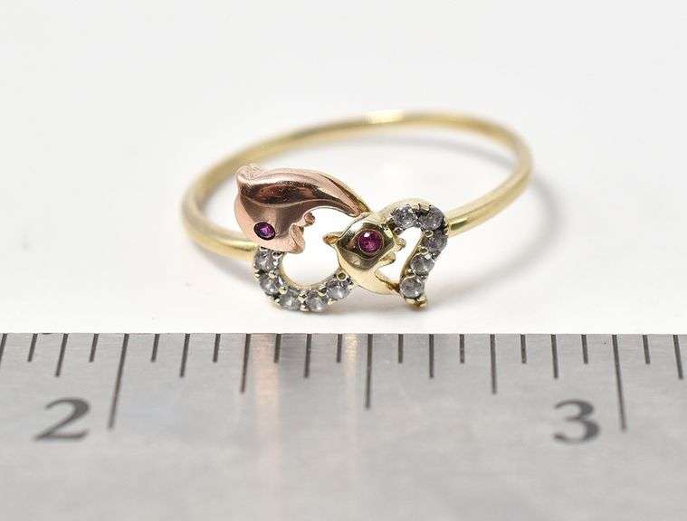 Dazzling Dolphin Ring in 14K Two-tone Gold