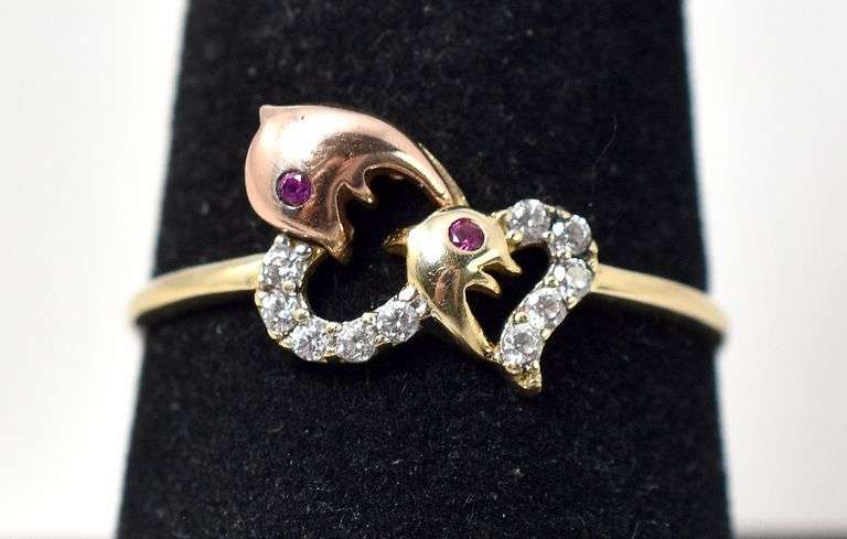 Dazzling Dolphin Ring in 14K Two-tone Gold