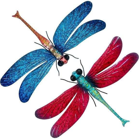 Set of 2 Metal Dragonfly Wall Art
