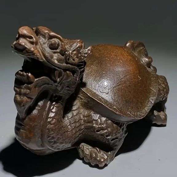 Solid Copper Dragon Turtle Prosperity Symbol