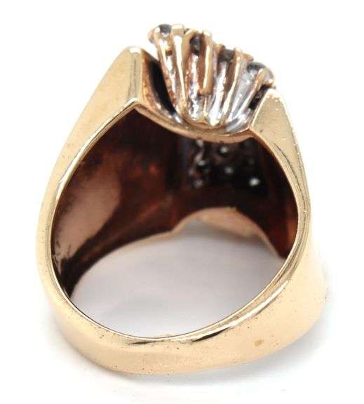 Wide Shank 10K YG Diamond Cluster Ring