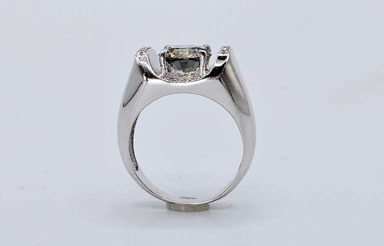 Men's Huge Sparkling 3.45 Ct Fire Moissanite Ring