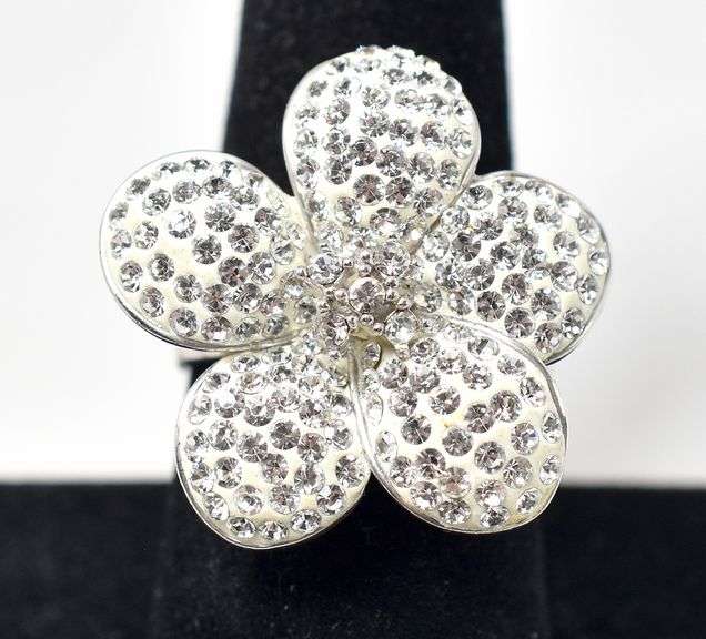 Flower CZ Gemstone Ring in Sterling Silver