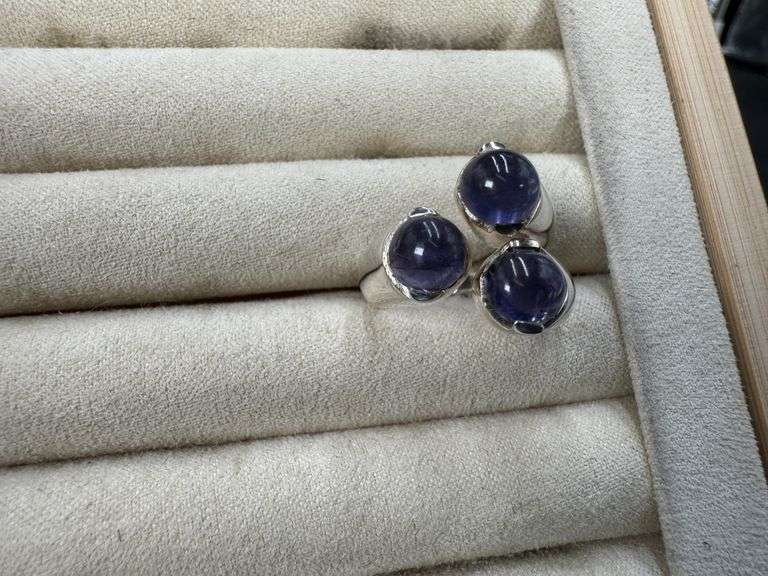 Sterling Silver Natural Iolite Gemstone Cab Ring Size 7