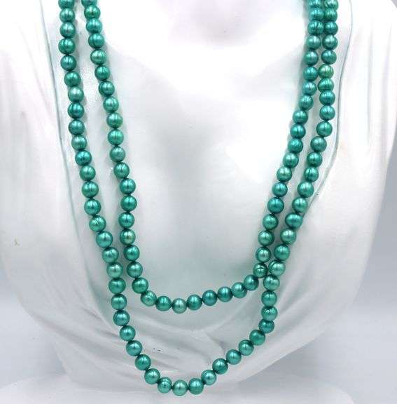 Set of Honora pearl long necklace and matching 3 bracelets