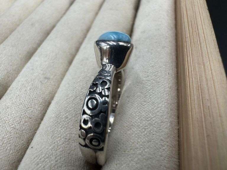 Sterling Silver Larimar Gemstone Ring Size 10
