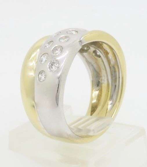 Wide Two Tone Gold & Diamond Band Ring