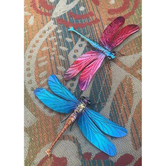 Set of 2 Metal Dragonfly Wall Art