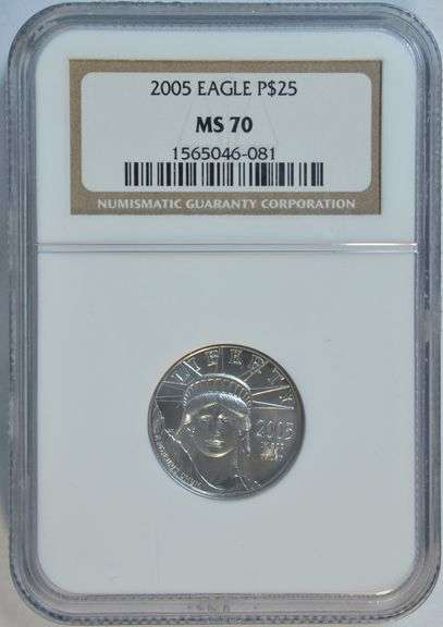 Perfect NGC MS70 graded 2005 $25 pure Platinum Eagle