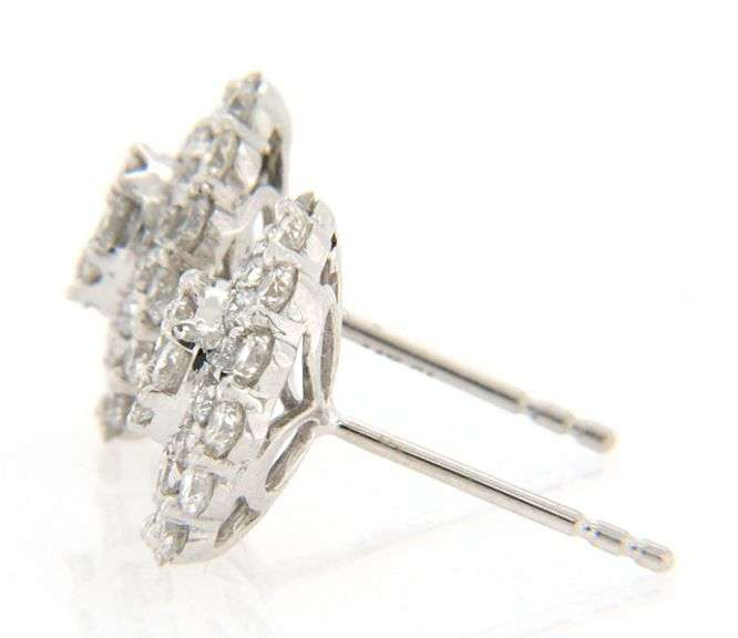 New 1.33ctw Diamond Cluster Frame Stud Earrings in 14K