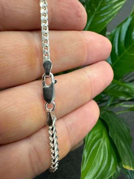 Sterling Silver Men's Franco Chain 2.5mm Solid 925 Italy New Bracelet 7"
