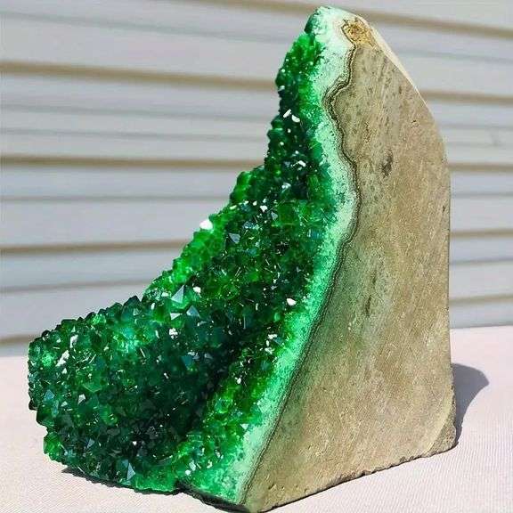 Polished Green Quartz Crystal Cluster