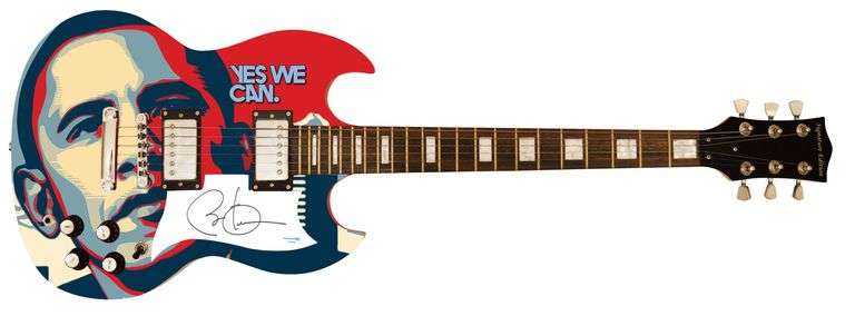 President Barack Obama Signed Custom Graphics Yes We Can Guitar ACOA