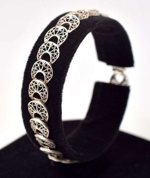 Filigree Moon Bracelet in Sterling Silver