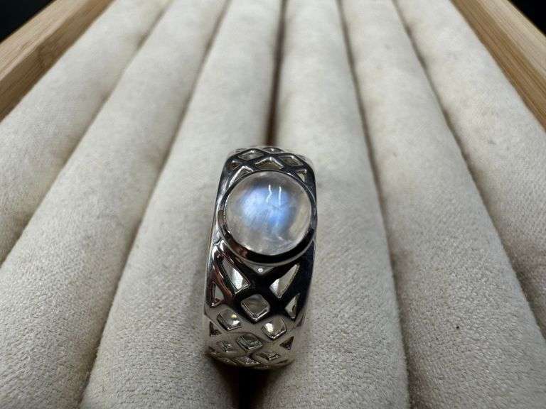 Sterling Silver Rainbow Moonstone Gemstone Ring Size 10