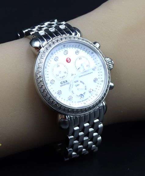 Michele diamond accent CSx36 quartz mother of pearl dial watch