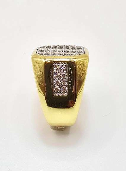 Men's 14 Kt Gold Plate 6.25 Cttw. Lab Simulated Diamond Ring