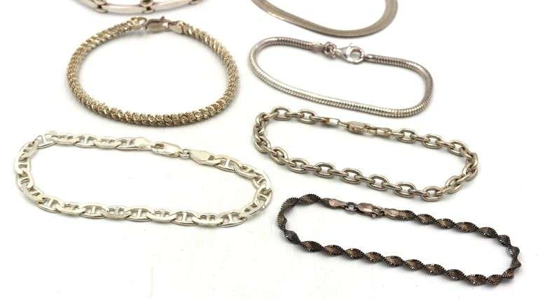 Vintage 925 sterling silver group lot of 7 bracelets