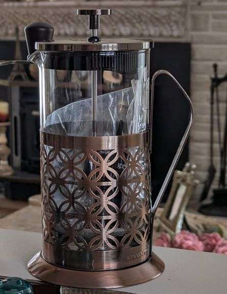French Press Coffee Maker Glass & Stainless Steel