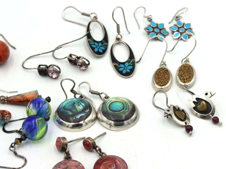 Vintage 925 sterling silver group lot of earrings