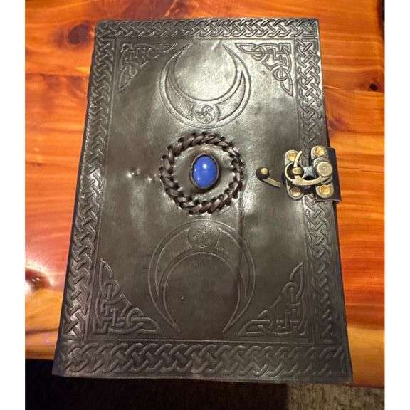 Embossed Three Moon Leather Journal