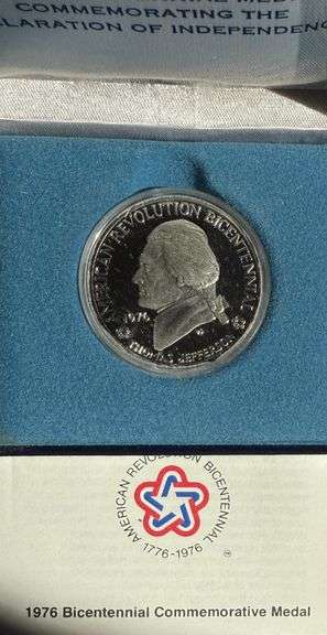 Thomas Jefferson Sterling  Silver Proof Cameo Bicentennial Medal