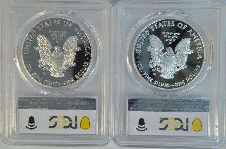 Perfect 2012-W & 2014-W $1 Silver Eagles. PCGS PR70DCAM