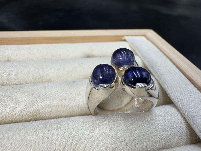Sterling Silver Natural Iolite Gemstone Cab Ring Size 7