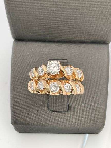 CERTIFIED BRAND NEW 14K YELLOW GOLD DIAMOND WEDDING SET
