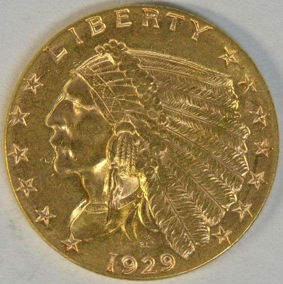 Blazing lustrous BU 1929 US $2.50 Indian Gold Piece