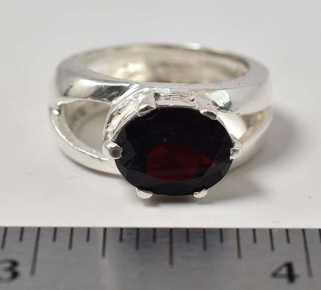 Red Garnet Gemstone Ring in Sterling Silver