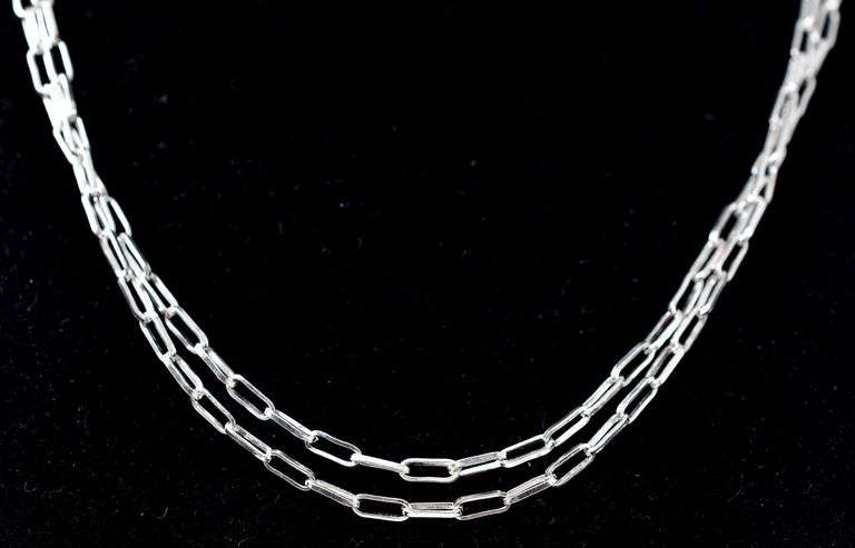 Two Chain Link Necklace in Sterling Silver