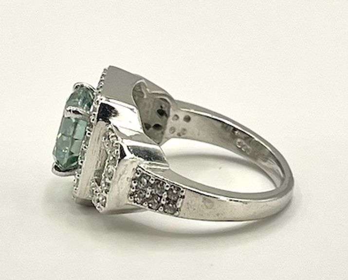 Dazzling 14 Kt White Gold Plate  3.65 Ct Deep Emerald Green  Fire Moissanite Ring