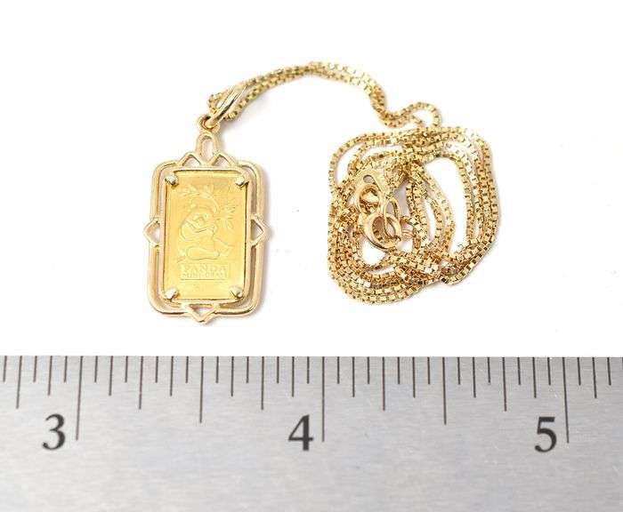 Sensational 1 Gram Gold Bar Pendant Necklace in 14K Yellow Gold