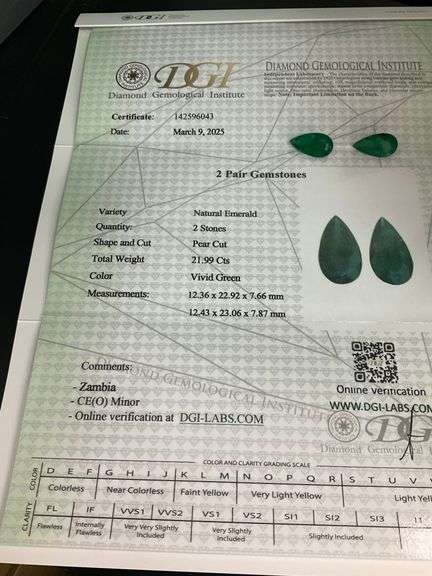 CERTIFIED NATURAL GREEN EMERALDS TOTALING 21.99 CARAT