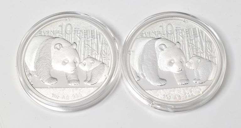 (2) 2011 1 Oz. Silver Pandas