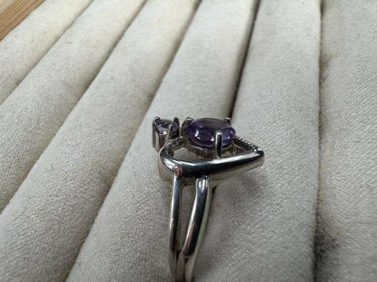 Sterling Silver Genuine Natural Amethyst Gemstone Ring Size 6