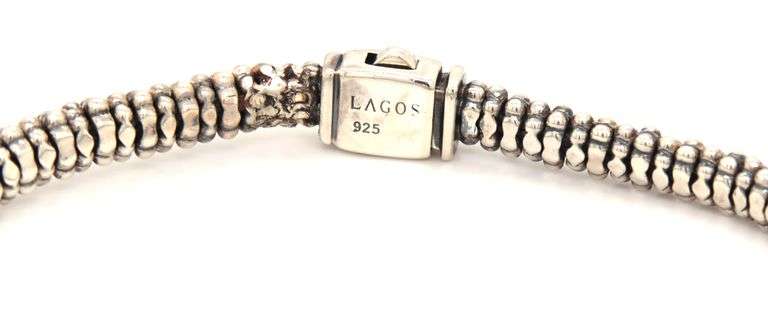 Lagos double diamond X and pearl bracelet in 925 sterling silver