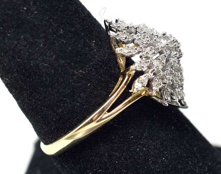 Dreamy Star Burst Diamond Ring in 10K Yellow Gold