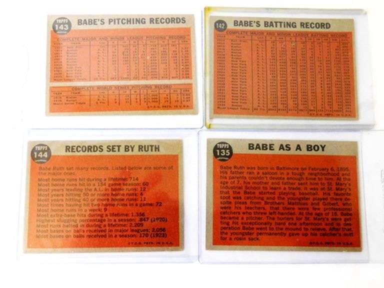 4 Babe Ruth 1962 Topps Special Baseball Cards