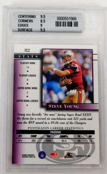 Steve Young Football Card, Graded 9 Mint